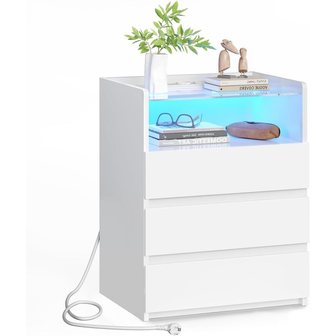 comodini bianco regolabile con porta usb